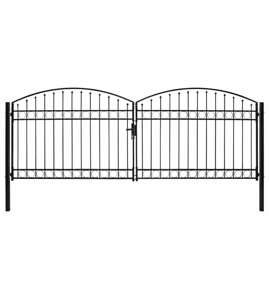 vidaXL Cancello a Doppia Anta Arco - Nero - 400x150 cm