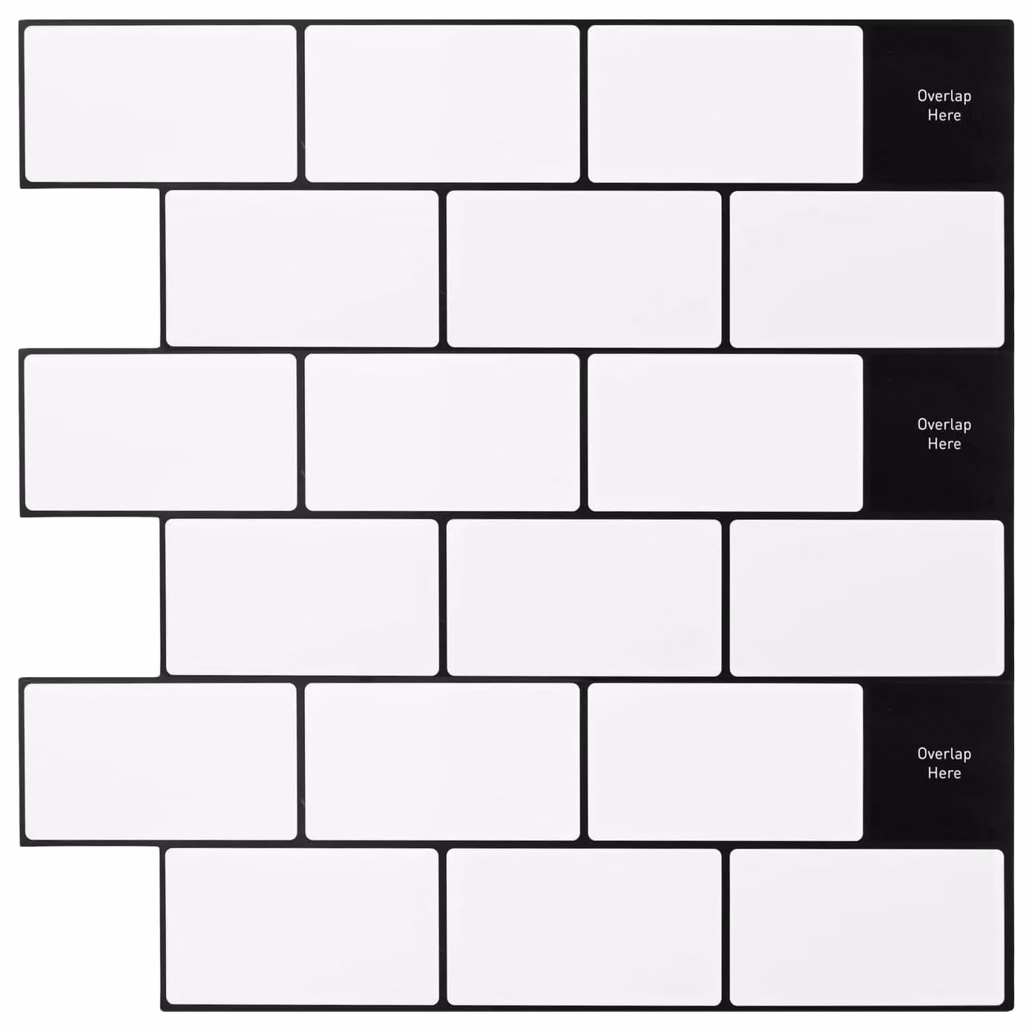 Piastrella subway 10 pcs Bianco e Nero 30 x 30 cm