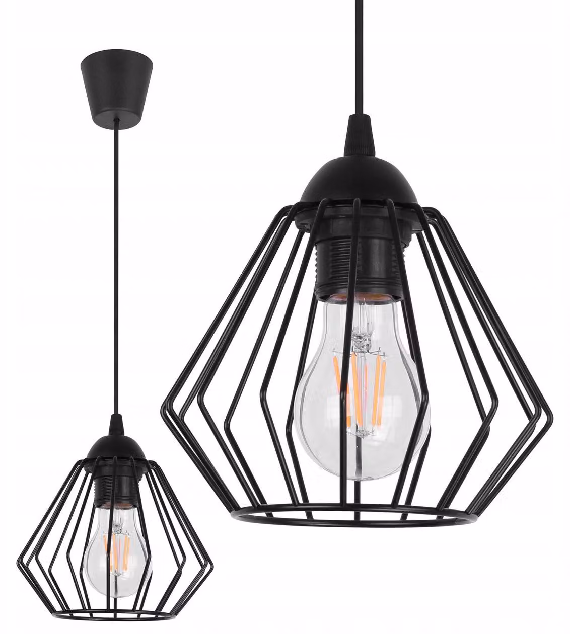 Lampada a sospensione Diamant Loft Edison LED – Lampada a sospensione retrò Lampada da soffitto Design industriale