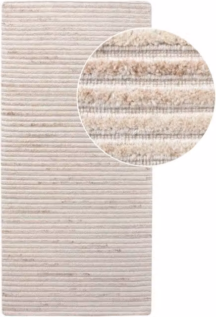 Passatoia Mango Vikasa Home in lana e cotone fatta a mano, beige e bianco, L: 180 cm, P: 80 cm