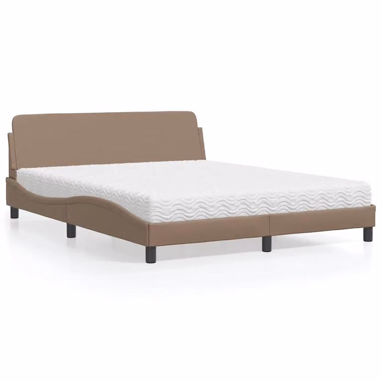 Letto con Materasso Dover vidaXL in Similpelle Cappuccino L/P: 160 x 200 cm