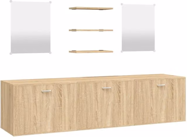 Set Mobili da Bagno | Armadio da bagno 6 pz Rovere in Legno Multistrato