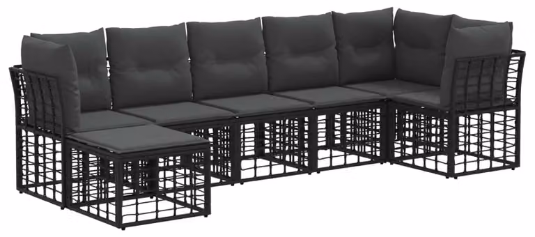 Set di divani da esterno Nero Poliestere