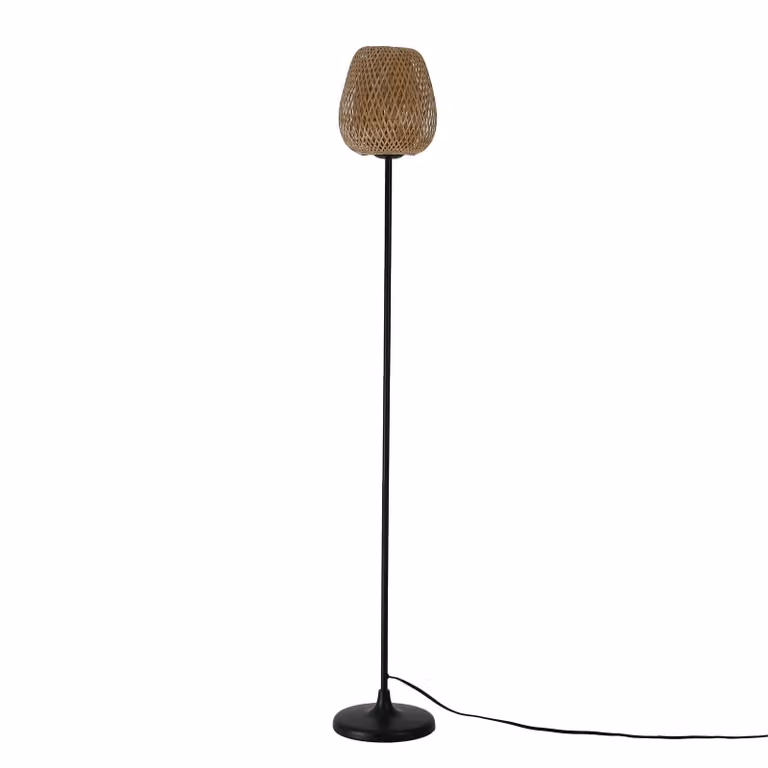 Lampada in legno di bambù con interruttore a cavo, base E27.