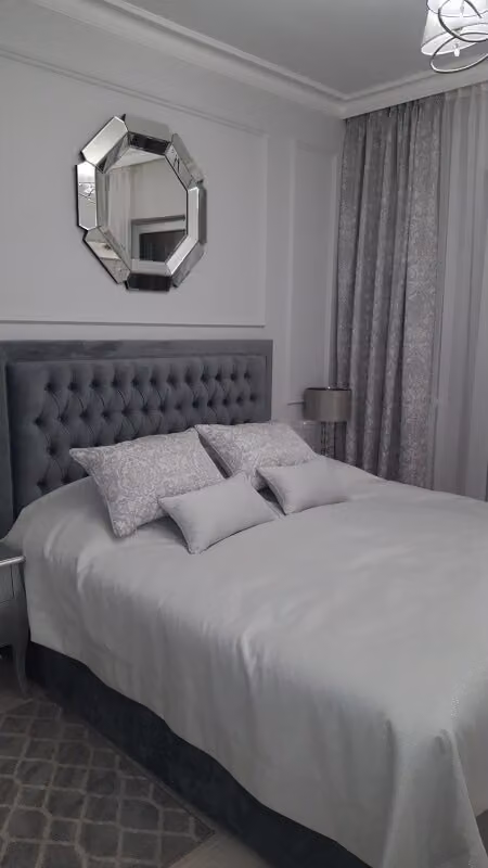 Chesterfield Bett Polster Doppel Hotel Betten Schlafzimmer 140x200cm Grau