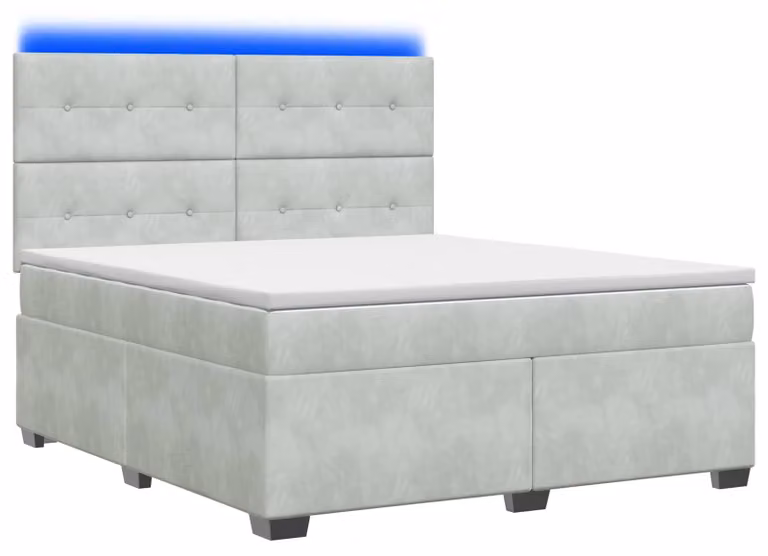 Letto a molle con materasso grigio chiaro 140 x 200 cm in velluto