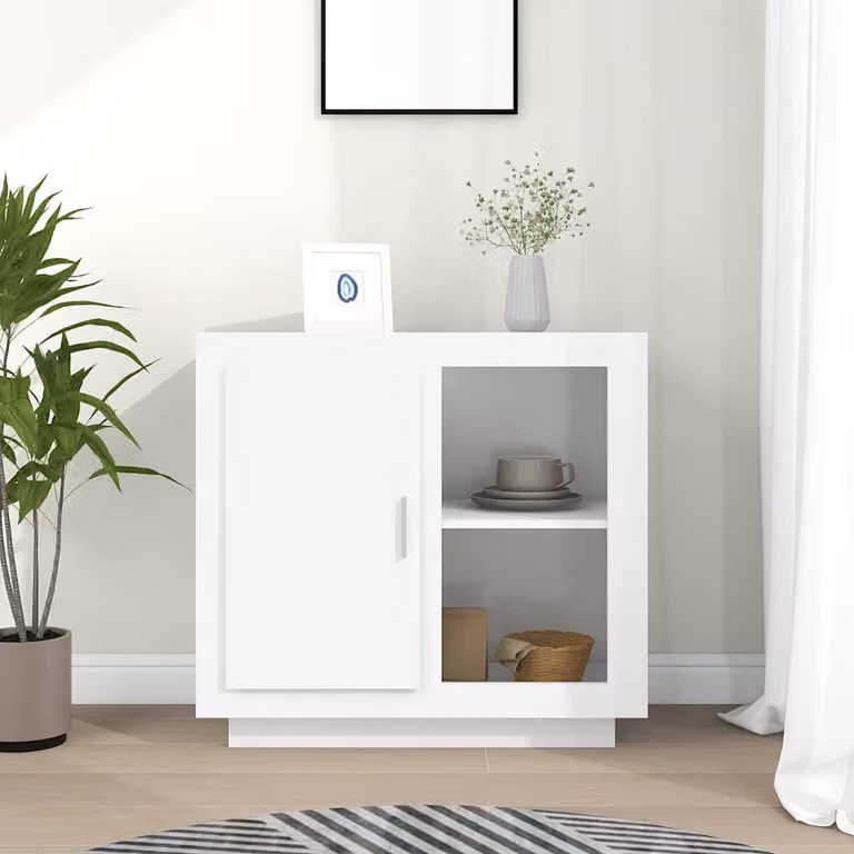 Credenza bianca vidaXL in legno e MDF per soggiorno o camera da letto L: 80 cm, P: 40 cm, H: 75 cm
