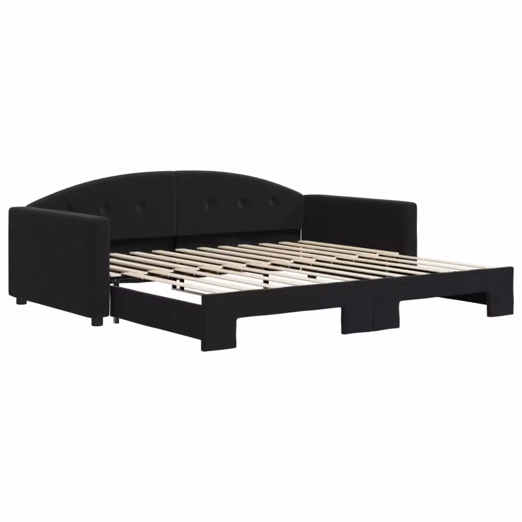 Divano Letto con Letto Estraibile vidaXL in Velluto Nero L/P/H: 222 x 110 x 75 cm con Dimensioni Letto: 100 x 200 cm – 2
