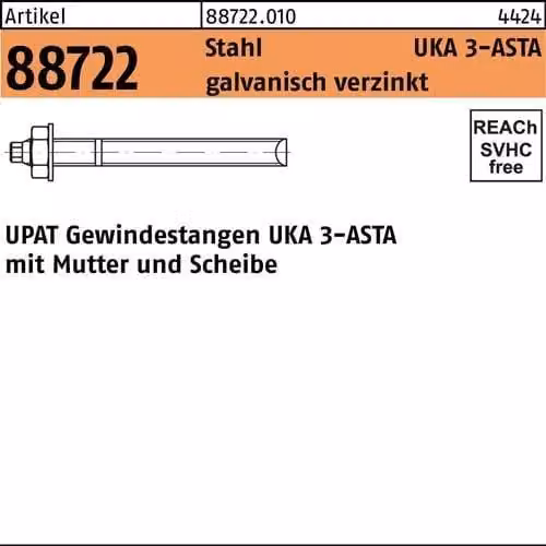 UPAT Asta di ancoraggio ASTA M16x190 galZn