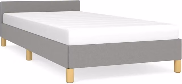 Letto singolo per adulti DESIGN IN in tessuto grigio chiaro con doghe in legno 90x190 cm – 1