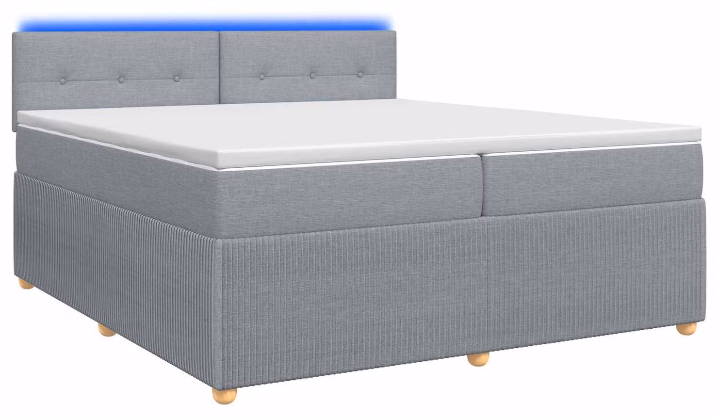 Letto a molle con materasso grigio chiaro 200 x 200 cm in tessuto