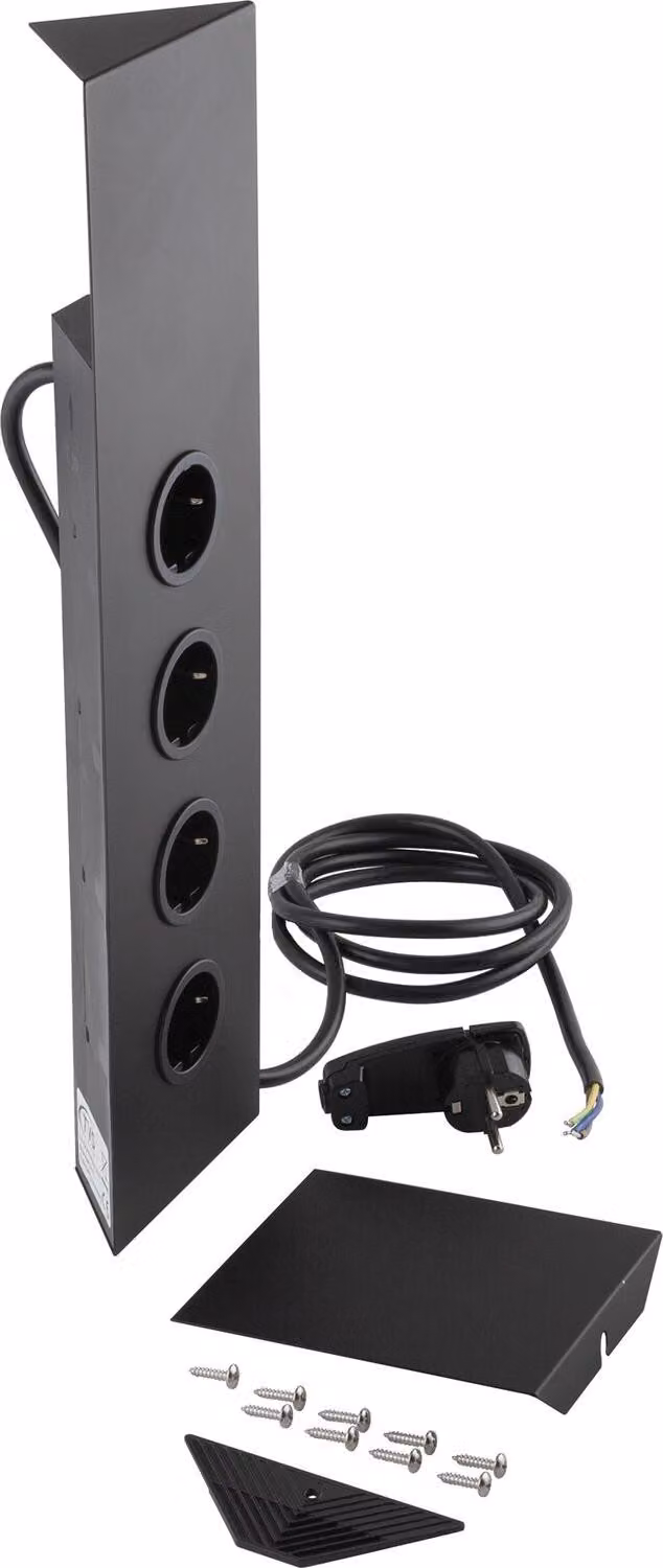 CARESSI, elemento per prese multiple 4ST46-58, 4 prese, colore nero