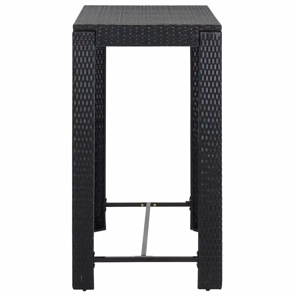 Tavolo da bar moderno vidaXL in polyrattan nero per giardino e terrazza L: 100 cm, P: 60,5 cm, H: 110,5 cm – 2