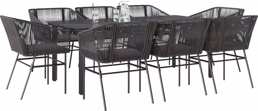 Maison Exclusive - Set da Pranzo da Giardino 9 pz con Cuscini Polyrattan Vetro