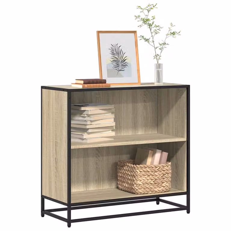 Libreria stile industriale vidaXL in legno e metallo, colore marrone, L: 80,5 cm, P: 35 cm, H: 76 cm