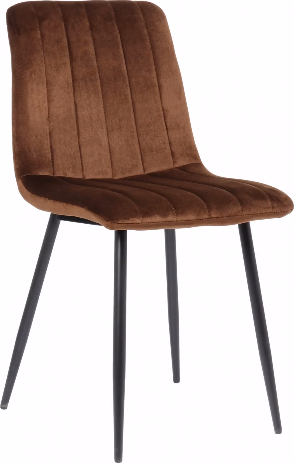 Sedia da pranzo imbottita CLP Dijon, con cuciture decorative e paraspigoli marroni; materiale: velluto
