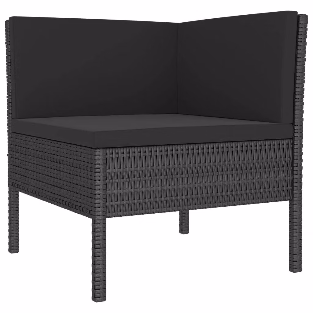 Set di mobili da giardino Outsunny in rattan nero con cuscini e struttura in acciaio, composizione a L con 6 pezzi – 2
