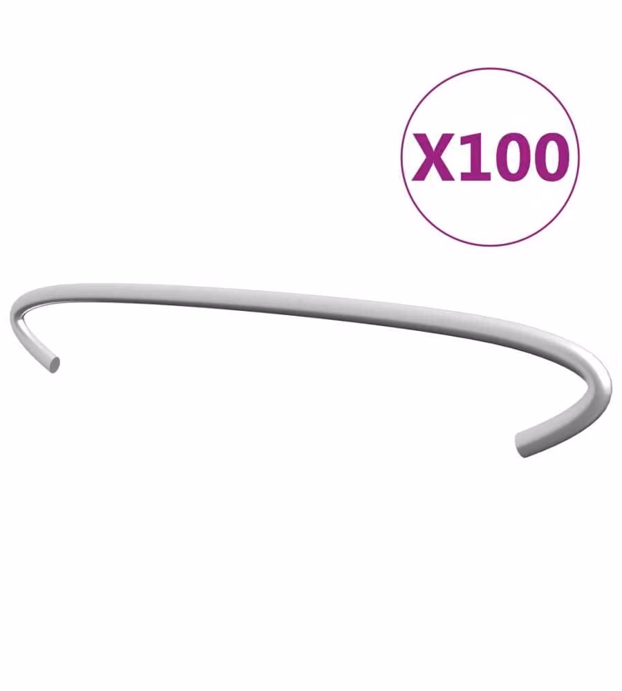 Set di 100 ganci per gabbione vidaXL in acciaio zincato argento, lunghezza 20 cm