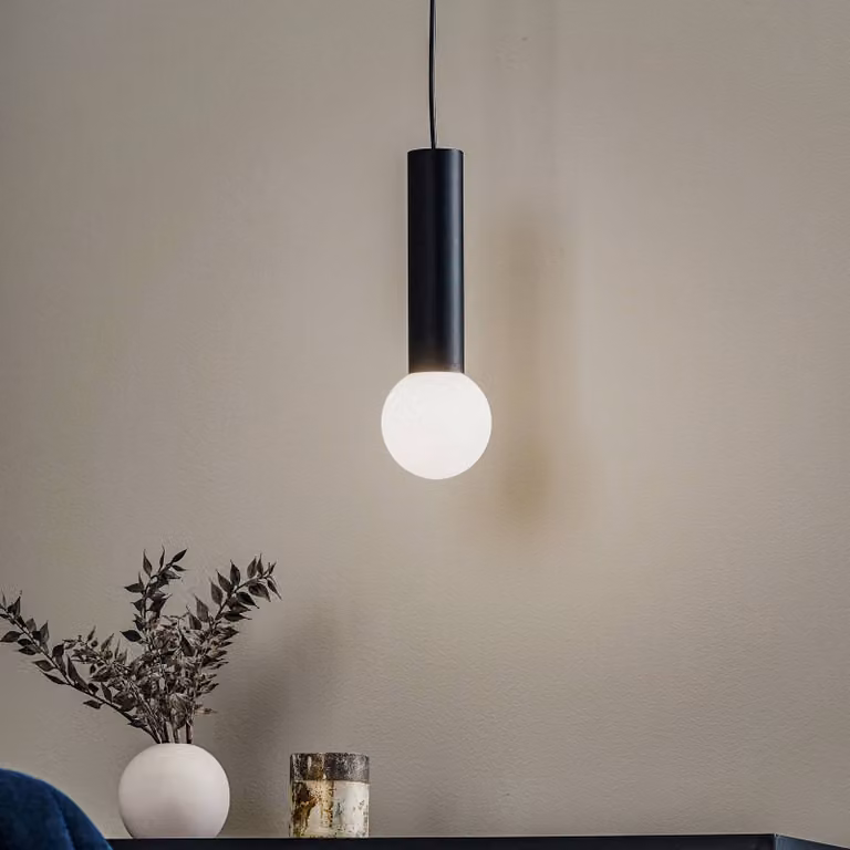 LEDS-C4 Lampada a sospensione in vetro Mist, dimmerabile, Nero, Bagno, Vetro, Moderno, Lampada a sospensione