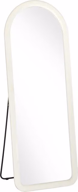 Specchio intero HOMCOM ad arco con cornice in flanella, da terra o parete, Bianco Crema, H: 160 cm, L: 60 cm – 1