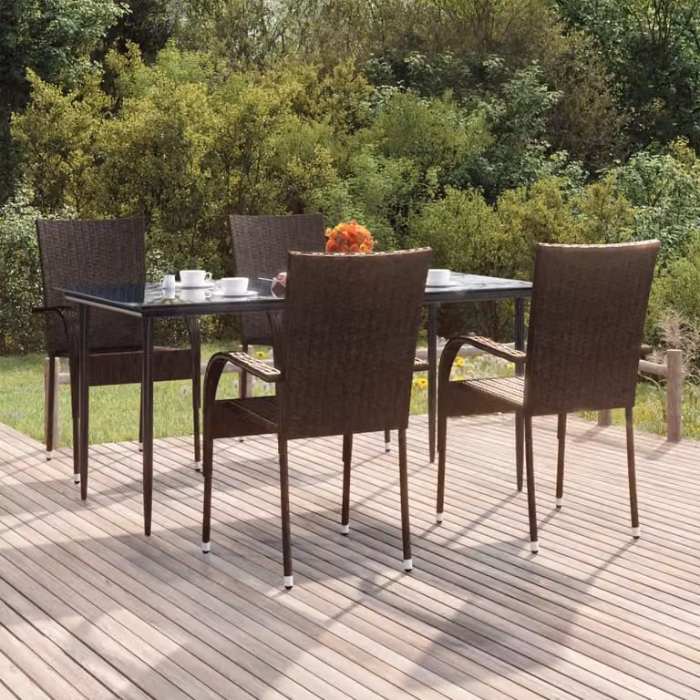 Maison Exclusive - Set da Pranzo da Giardino 5 pz Marrone in Polyrattan