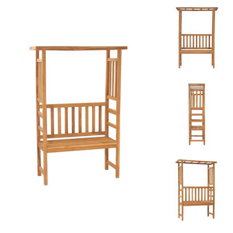vidaXL Panchina da giardino con pergola 115 cm in legno massiccio di teak - Panchine da giardino