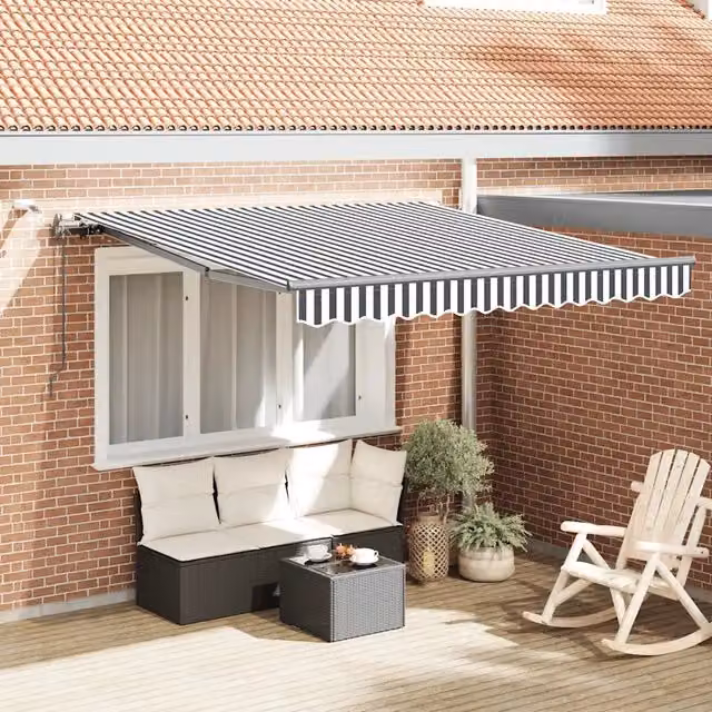 Tenda Retrattile Automatica con LED vidaxl, Colore Antracite e Bianco, L: 300 cm, P: 250 cm – 1