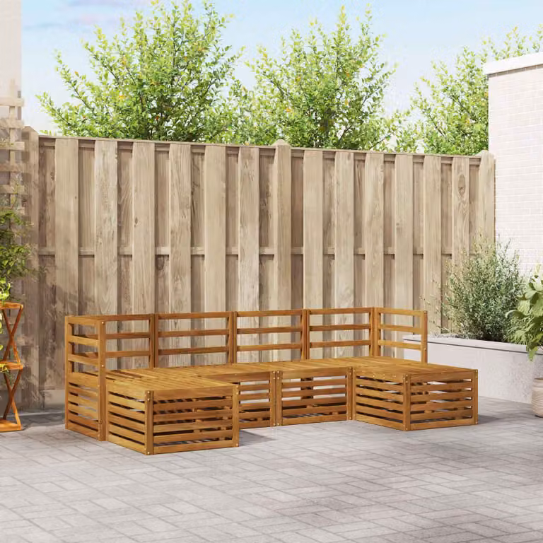 Set di divani da esterno vidaXL 6 pz in legno di acacia marrone con cuscini inclusi per giardino e terrazza
