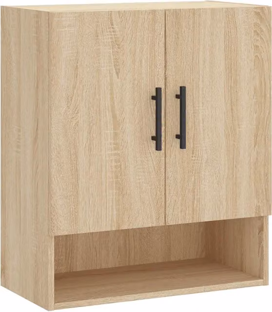 Pratico mobile contenitore a parete 60 x 31 x 70 cm realizzato in legno composito di rovere Sonoma 02_0048781