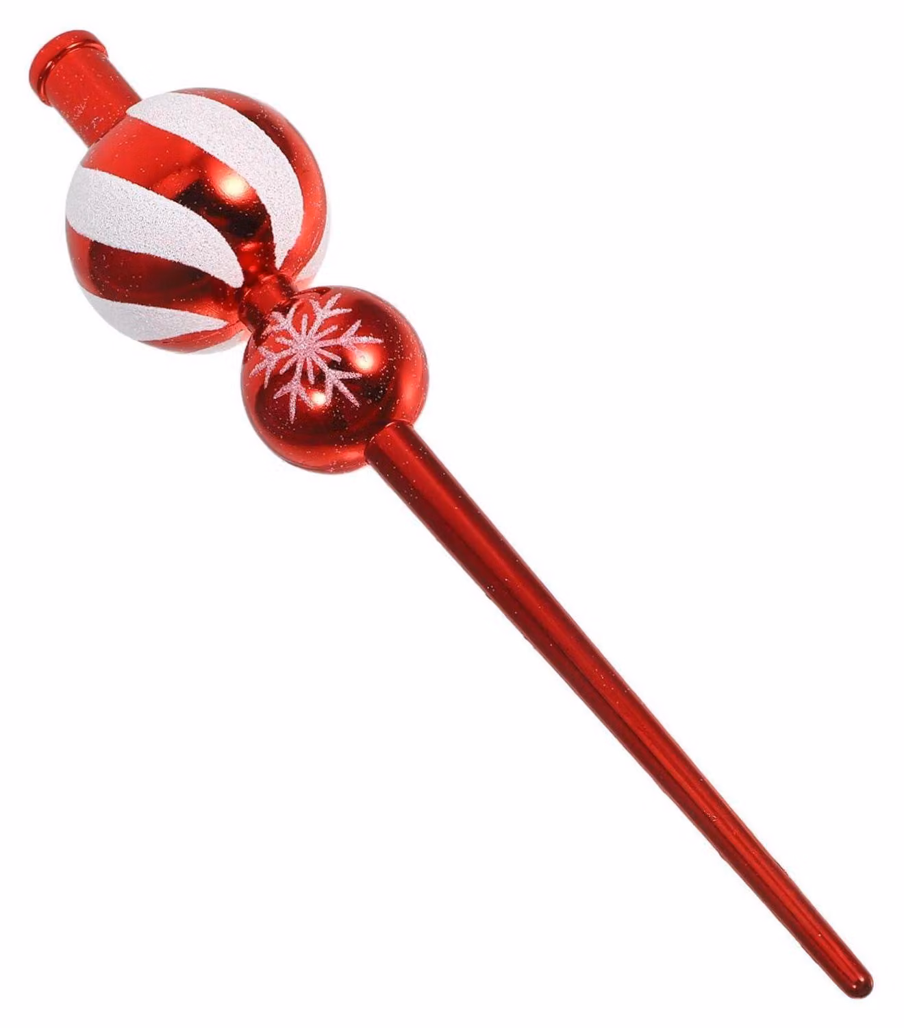 Decorazione per albero di Natale, forma zucca, plastica, colore rosso, motivo a spirale, fiocchi di neve
