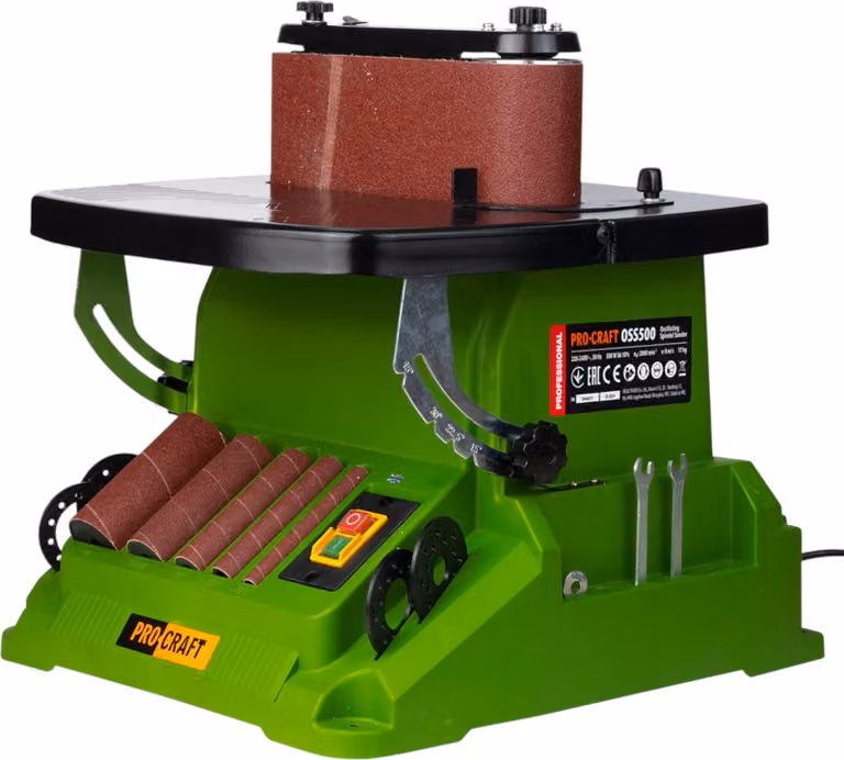 Procraft OSS500 Levigatrice a mandrino e nastro 500 Watt 16 mm di escursione + accessori