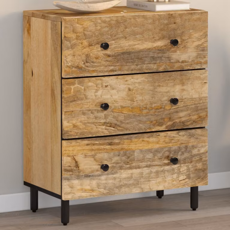 Credenza vidaXL in legno di mango marrone con dettagli in metallo L: 60 cm, P: 33 cm, H: 75 cm