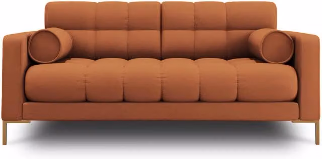 Divano 2 posti Bali di Cosmopolitan Design in tessuto strutturato colore arancione con cuscini inclusi L: 152 cm, P: 75 cm, H: 92 cm – 1