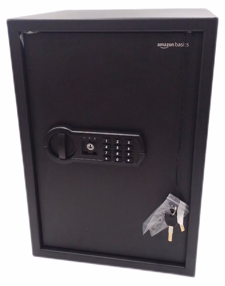 Amazon Basics, cassaforte elettronica Tresor, capacità 51 litri, protezione per gioielli e denaro