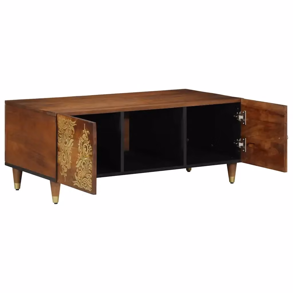 Tavolino da salotto moderno vidaXL in legno color mango e metallo, L: 100 cm, P: 54 cm, H: 40 cm – 2