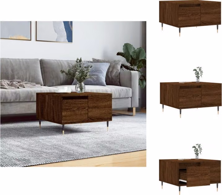 vidaXL Tavolino marrone effetto rovere 55x55x36,5 cm in legno - Tavolini da caffè