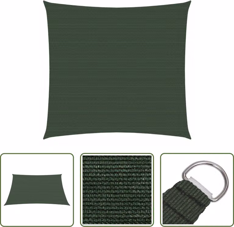 The Living Store Tenda da sole 160 g/m² verde scuro 2x2 m HDPE