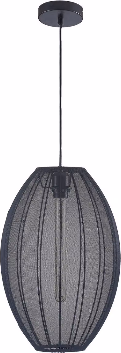 Lampada a sospensione con paralume in tessuto nero Ø30 cm, 1xE27, 20 W, per soggiorno e camera da letto, KAREI Polux