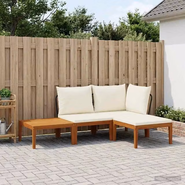 Set di 4 sedie da giardino vidaXL in legno di acacia e corda naturale, colore beige e bianco – 1