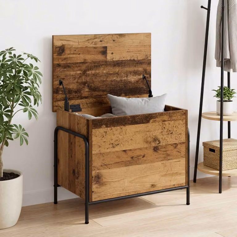 Scatola di stoccaggio vidaXL in legno e metallo marrone, stile moderno, L 80 cm x P 40 cm x H 49,5 cm