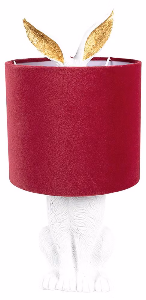 Clayre & Eef Lampada da tavolo Coniglio Ø 20x43 cm Bianco Rosso Poliresina