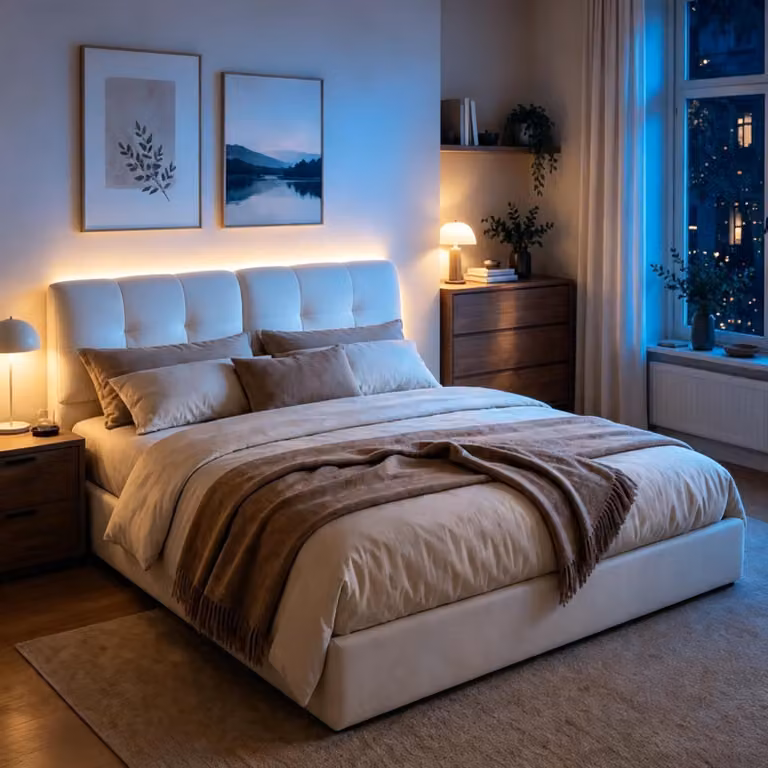 Letto contenitore INONEFT 140x200 cm con LED, letto imbottito a molle con contenitore, letto matrimoniale con struttura, rete a doghe e contenitore, in velluto, color beige