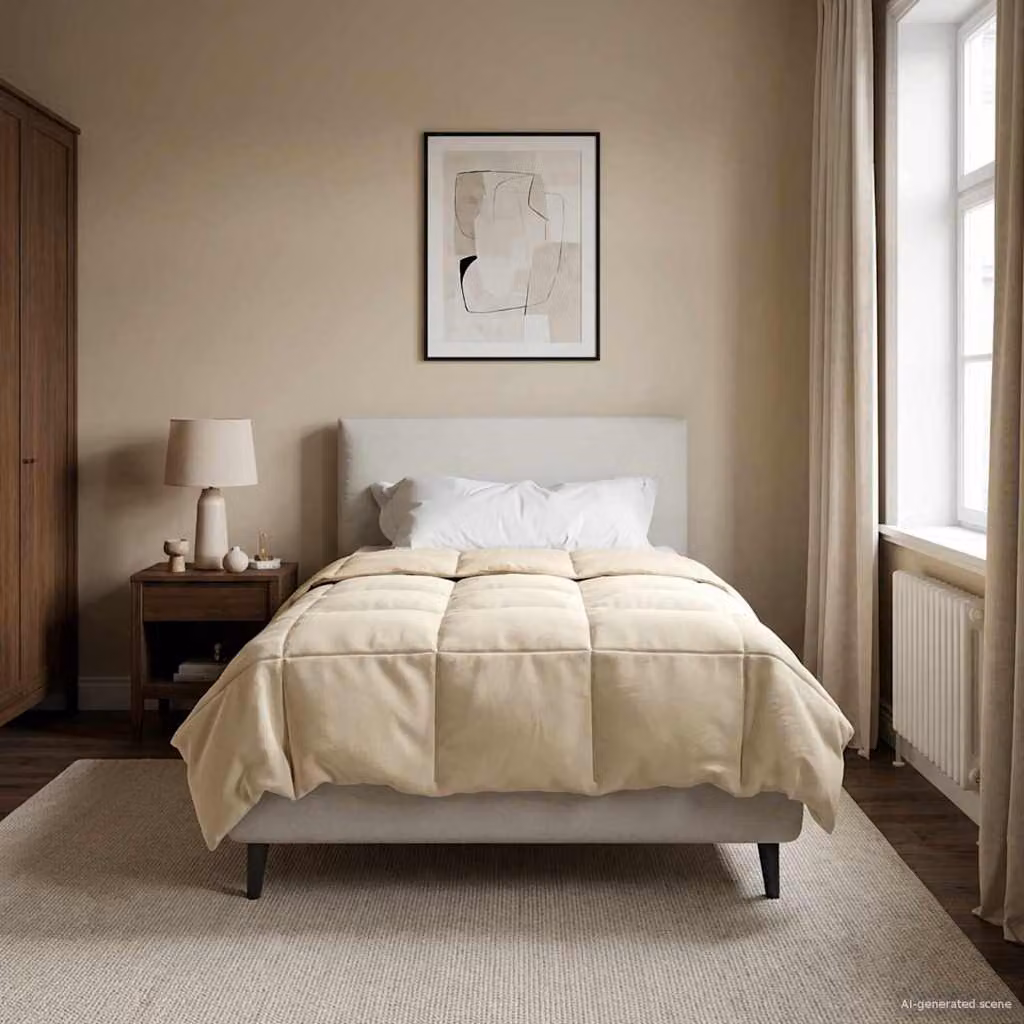 Piumone Completo Annuale 4 Stagioni vidaXL in Microfibra Reversibile e Traspirante, Beige, L 155 x P 220 cm