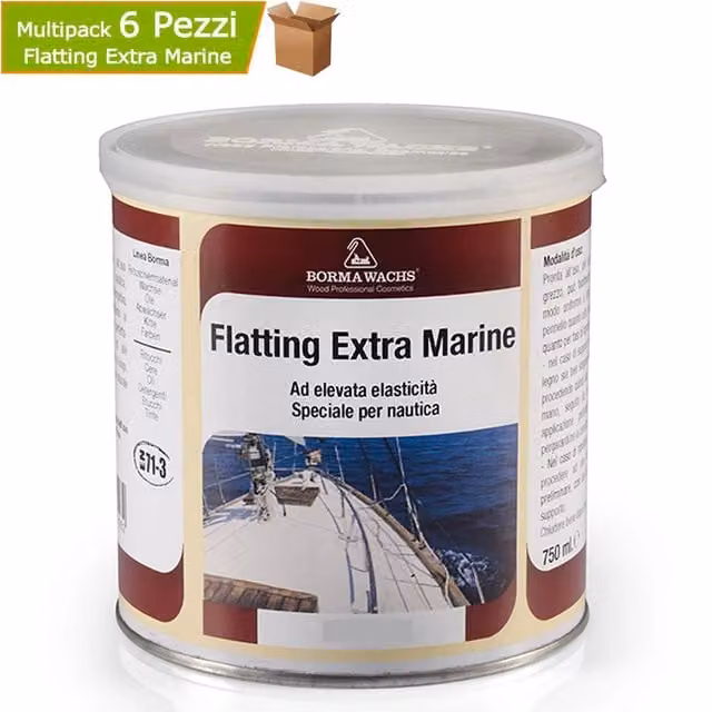 Multipack da 6 pezzi di Flatting speciale per nautica AZIMUTHBRICO a base solvente, trasparente opaco, resistente alle intemperie