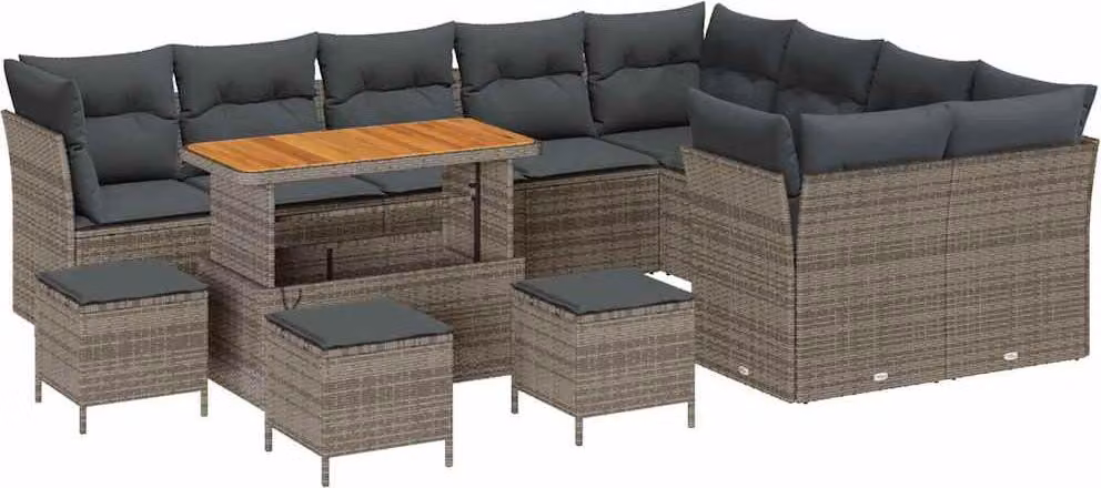 Set Divano da Giardino 13 pcs Grigio polyrattan