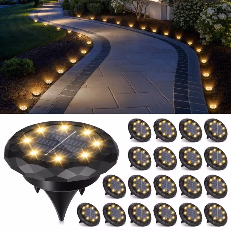 20 luci solari per esterni, con 8 LED, grado di protezione IP65 (resistenti all'acqua)