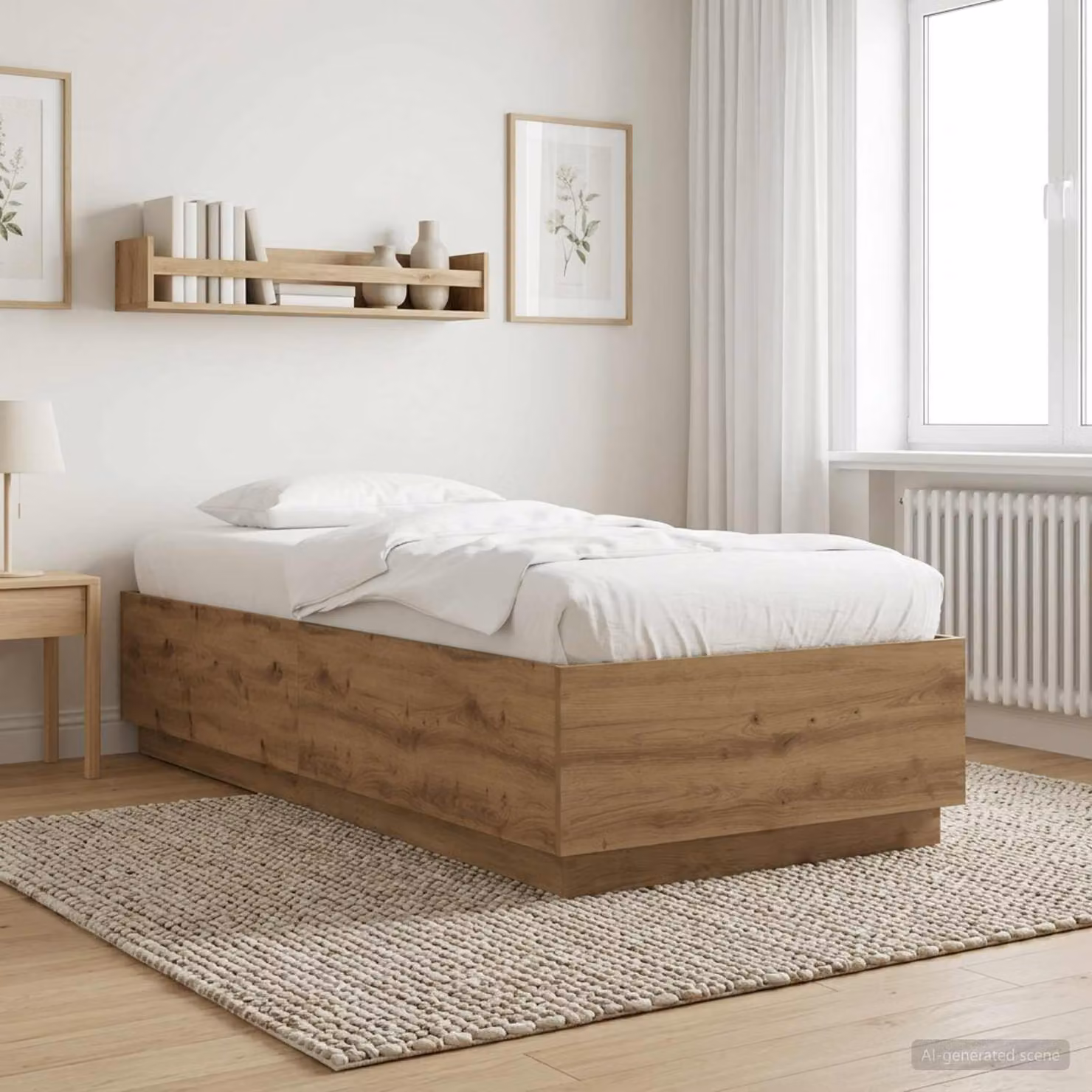 Struttura del letto moderna vidaXL in legno color rovere con doghe piatte L: 200 cm, P: 80 cm, H: 83 cm