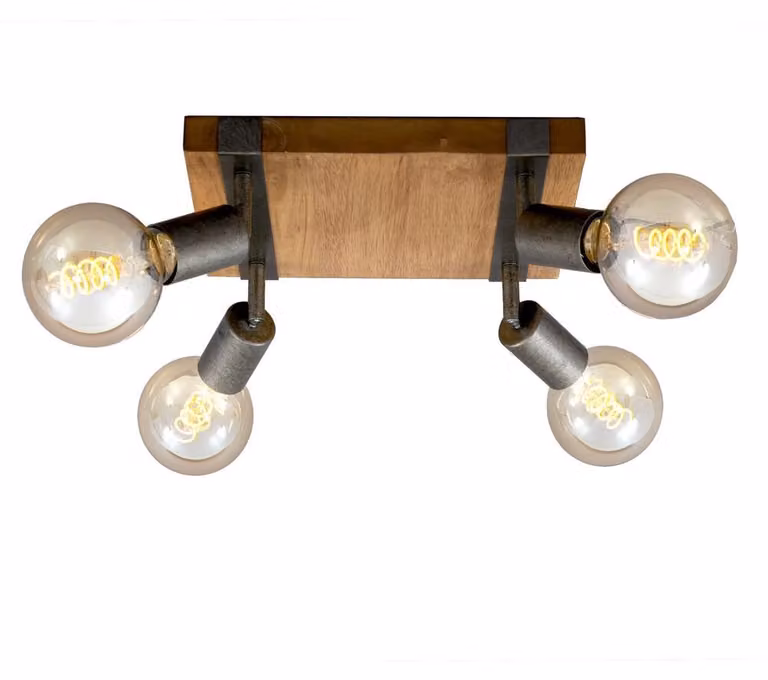 Faretto orientabile e girevole 4x E27 metallo-legno canna Briloner