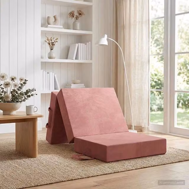 Divano Letto Pieghevole vidaXL in Velluto Rosa L 90 x P 63 x H 45 cm