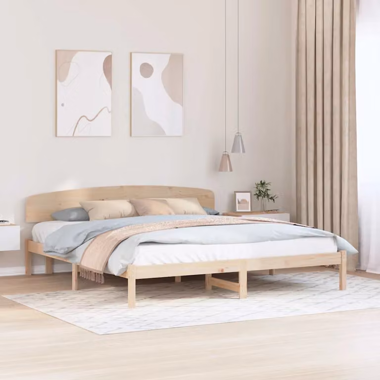 Struttura del letto in pino massello vidaXL, colore naturale, L 180 x P 200 cm